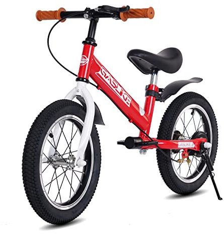GASLIKE 2 in1 Laufrad für Kinder 2 3 4 5 6 7 Jahre, 14 Zoll Kinderlaufrad mit Bremse, Kinderfahrrad mit Sitz und Lenker Höhenverstellbare, Pedals, Pneumatic Tyres and Side Stand, Bicycle (Red)