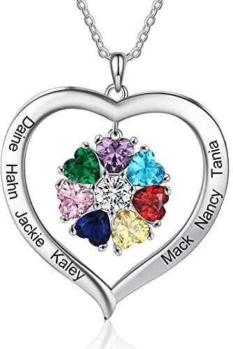 ALBERTBAND Personalisierte Kette Silber 925 kette Damen Herz Anhänger mit Namensgravur Mutter Tochter Kette Geschenk zum Muttertag Valentinstag Weihnachten