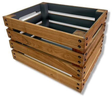 Waldsehnen – Holzkiste Vintage aus Kirschbaumholz | Premium Qualität: Weinkiste aus massivem Holz + mit Leinöl veredelt | Obstkiste, Holzkiste Vintage, Weinkisten Holz bzw. Geschenkkorb leer