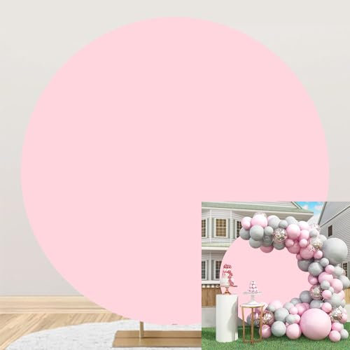 Bovlleetd 150cm Rose Rond Toile de Fond Rose Pur Anniversaire Romantique Mariage Cercle Tir Fond Tissu pour Proposition Scène Baby Shower Décoration Photographie Studio Props