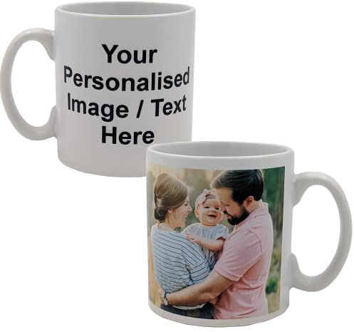 Personalised Photo Mug with Any Custom Photo Text Design or Logo - This Customised Coffee Cup is an Amazing Gift for Birthdays, Anniversaries, Teachers, Retirement, Mothers and Fathers Day, White