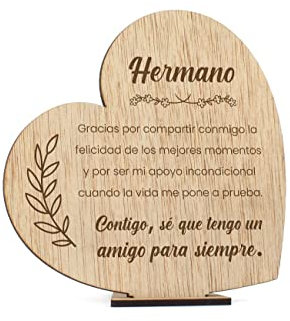 CONTRAXT Tarjeta regalo para Hermano madera. Regalo original Hermano tarjetas postal cumpleaños hermano agradecimiento madera