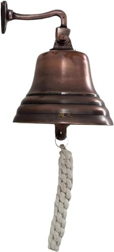 ACL Home Pub Bar Accesorios Timbre de Mano - Timbre de Barra montado en la Pared Decoraciones náuticas - Timbre de Cobre único con Sonidos Fuertes y nítidos Ideal para Navidad, Pub de 4 Pulgadas
