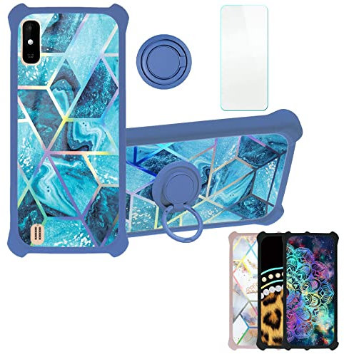 Aroepurt Hülle Für Wiko Y81 hülle Kompatibel mit Wiko Y81 Hülle Case Handyhülle Schutzhülle Cover [Mit 9H Härte HD Schutzfolie] PC + Silikon Ständer IMDL-LS