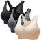 CARETOO Damen Sport BH Stark Halt Active Bra Höhe Beanspruchung Trainieren Bustier Fuer Yoga Fitness - Mit Reißverschluss Schwarz + Grau + Beige, XXL