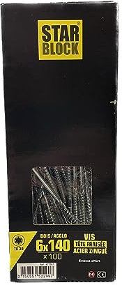 Vis bois/agglo Starblock Torx 6x140 100pcs
