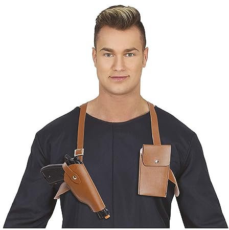 Polizei Schulterholster Braun mit Tasche und Pistole Waffe Holster Schultertasche Polizist