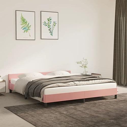 SKM Cadre de lit avec tête de lit Rose 160x200 cm Velours, Weight:25 kg,347584