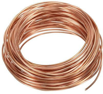 PATIKIL 49 Pies Sólido Desnudo Cobre Alambre, 14 Calibre 99.9% Puro Cobre Alambre 2mm Suave Cuentas Alambre Metal Planta Tallo Lazos para Joyería Artesanía (15m)