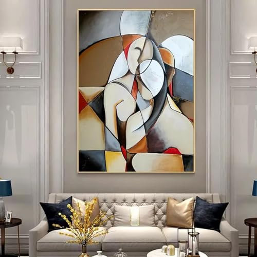 HOLEILUCK Artiste Picasso œuvres célèbres œuvres d'art abstraites femme de rêve peintures sur toile tableau mural vintage pour la décoration de salon 80x115 cm/31x45 pouces avec cadre doré