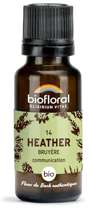 BIOFLORAL - 14 Heather, Bruyère BIO - Communication - Fleur de Bach Authentique - 470 Granules - Sans Alcool