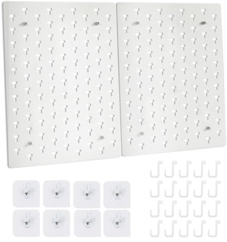 THYGIFTREE Lot de 2 panneaux perforés à montage mural, panneaux perforés blancs pour bricolage, salle d'artisanat, garage, atelier, organisation d'outils
