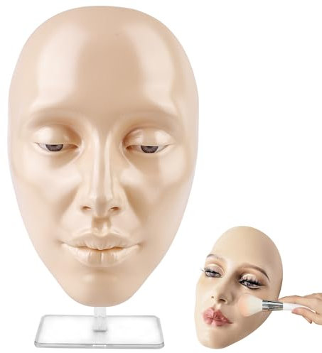 TOATELU Silikon Make-up-Übungsgesicht: Wiederverwendbare Übungskopf mit Ständer, Wimpernverlängerung, Mannequin Kopf Praxis, für Gesamten Gesichts von Gesichtsmalerei Natur