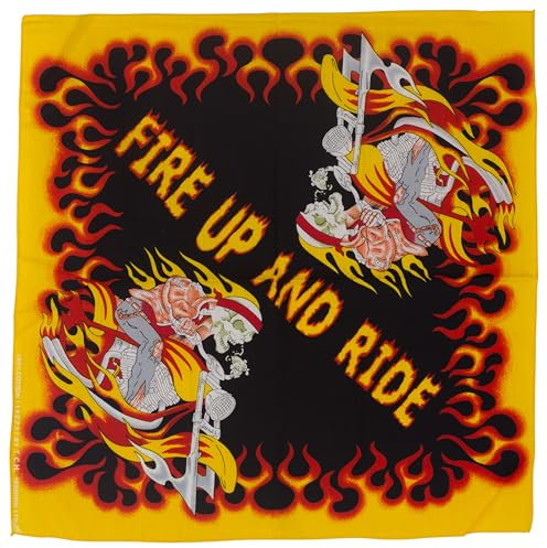 fashionchimp Bandana aus 100% Baumwolle, Premium-Qualität, Nicki-Halstuch für Damen und Herren, 50x50cm (Fire up and Ride) BAN150