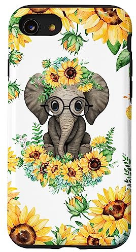 iPhone SE (2020) / 7 / 8 Elephant Sunflower Case Cute Elephant Love Sunflower Case
