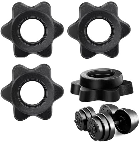 4 PCS Dumbbell Clips, 1 inch(25mm) Anti-Slip Barbell Clips Dumbbell Hex Nut Barbell Spin-Lock Collars Screw Clamps Dumbbell Barbell Clips for 1 Standard Barbells Bars