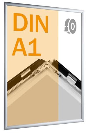 SPRINTIS Klapprahmen A1, selbstklebend, Silber, 25 mm Profil, DIN-A1 Aluminium Plakatrahmen mit Gehrungsecken, inklusive Montagematerial