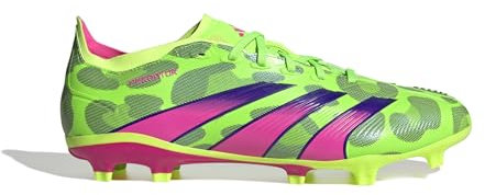 adidas Predator League Generation Pred Firm Ground - Zapatos de fútbol de edición limitada con textura 3D Hybridfeel con tacos superiores para suelo firme, Verde/rosa/limón lúcido, 12 US Women/11 US