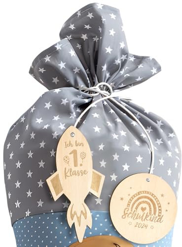 BOFUNX 2 Stücke Schultüte Anhänger Holz Zuckertüte Holzanhänger Namensanhänger Geschenkanhänger Schultüte Zuckertüte Deko Schulanfang Einschulung Deko