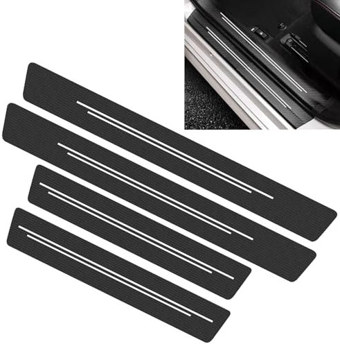 lcyen 4 Car Door Protector, Carbon Fiber Car Door Protectors, Scratch Resistant Kick Plate Guard