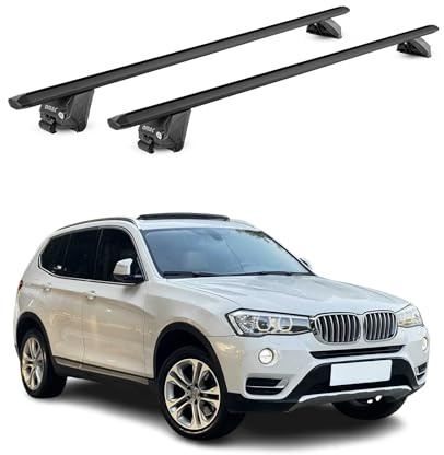 OMAC Dachträger für Ford Galaxy 2015-2023 Aluminium Schwarz | TÜV geprüft, bis 100 kg Traglast, T-Nut-Befestigung, für integrierte Dachreling geeignet, Querträger, Grundträger