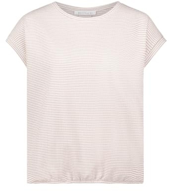 Betty & Co Damen Casual-Shirt mit Gummizug M, Weiß/Taupe