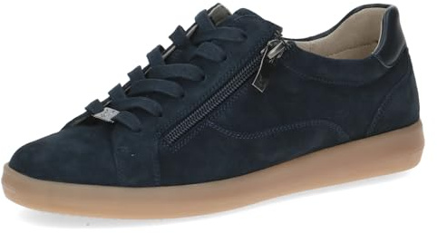 Caprice Damen Sneaker flach aus Leder zum Schnüren, Blau (Ocean Suede), 42 EU