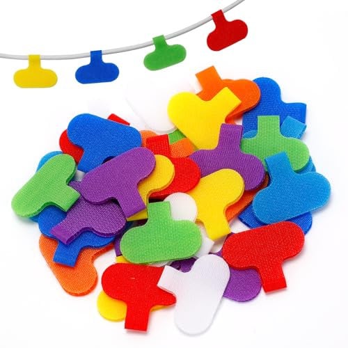 40 PCS Cable Labels Multicolor Wire Labels Writable Labels for Cable Management and Identification (Colorful)