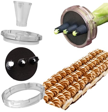 Chefinov - Set Multidouille Linéaire 3 Cannelées - 3 Douilles cannelée - Douilles pâtisserie - Une seule pression le décor est réalisé.