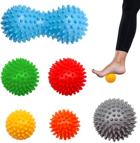 Igelball Massageball Set 6-teilig Mit Verschiedenen Größen Und Härten | Faszienball Set Mit Massage-Noppen, Harte Und Weiche Bälle, Für Fußmassage, Rücken Und Triggerpunkte, Ideal Für Zuhause