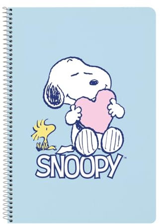 SNOOPY Love Notizbuch, 80 Blatt, Hardcover, 1Design, ideal für Kinder verschiedener Altersgruppen, bequem und vielseitig, Qualität und Beständigkeit, 21,5 x 1 x 31 cm, hellblau, M, Casual