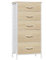 WOLTU Commode, Meuble de Rangement, Chiffonnier avec 5 Tiroirs en Tissu, Armoire, en MDF Cadre en métal, Chêne Clair + Blanc, SSK004whe