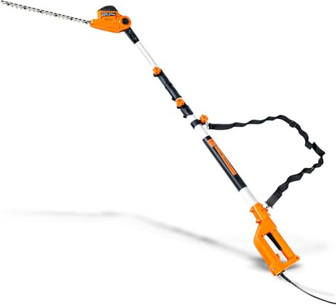 SuperHandy Electric Pole Hedge Trimmer, Extends to 2.7m - 550W Long Reach Cutter with 51cm Dual-Action Blade, 4-Position Adjustable Head, 16mm Cutting Capacity, 10m Cord, Lightweight 3.7kg
