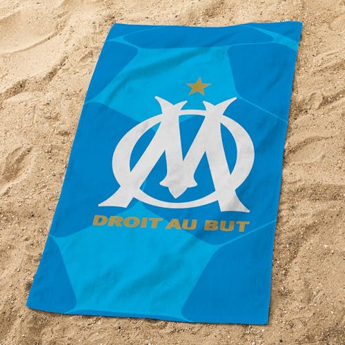 OMYDREAM Om Harit Serviette de Bain et de Plage Football | 100% Coton | Oeko-TEX | 70x120 cm | Imprimé Garçon | Bleu