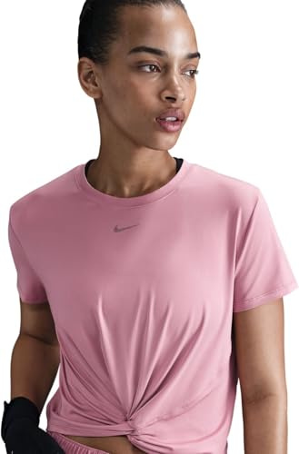 Nike Damen One Classic Twist Ss T-Shirt, Pink/Black, S