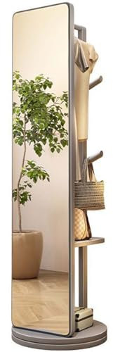 Générique Porte-Manteau sur Pied avec Miroir, Porte-Manteau Moderne Gris avec Base rotative et Miroir Pleine Longueur pour Salon ou Chambre