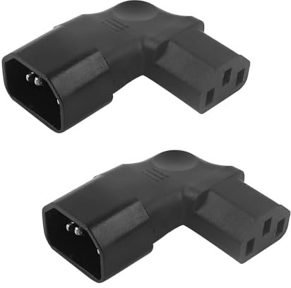 Powice 2 Stück Kaltgerätekabel Gewinkelt, IEC-Stecker C14 auf C13-Buchse, Winkel Kaltgerätestecker, Kaltgerätekabel Winkel, 90 Grad Rechts, Netzkabel 3 Pin 250V 10A Sockel für PDU Computer HDTV