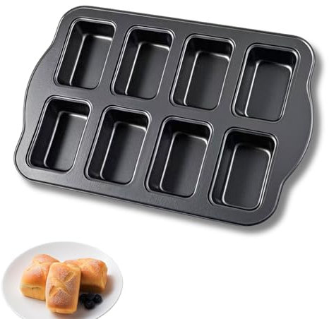 8 Mini Teglie Per Pane, Antiaderente Riutilizzabili Teglia Muffin, Teglia Per Torta Brownie, Antiaderente in Acciaio al Carbonio Per Forno e Forno