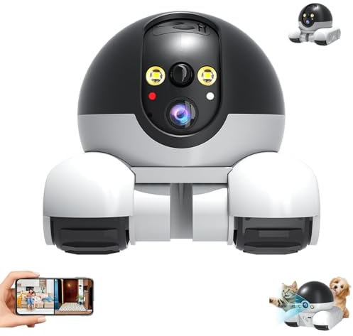 Blinky Bot Camera, Blinky Bot Pro, Pet Robot Camera, 360° Cameras On Wheels 1080p Dual Lens, With 2-Way Talk, App Control, Night Vision (WIFI)
