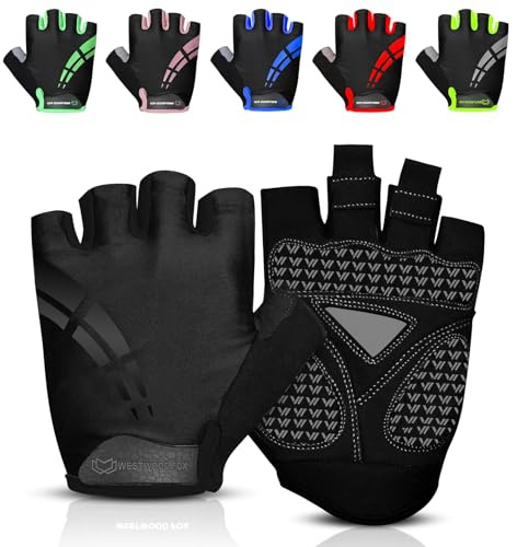 WESTWOOD FOX Cycling Gloves for Men Women,Half Finger Unisex Gel Padded Anti-Slip Mountain Bike Gloves, Breathable Shock Absorption Grip Palm Bicycle Summer Riding MTB Bike Gloves