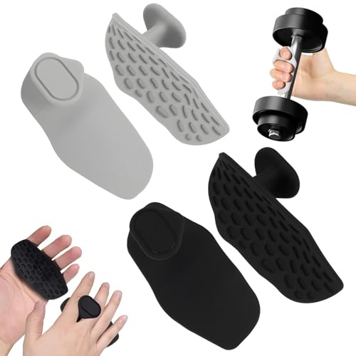 leruiyezs 2 paires Grip Musculation Silicone Antidérapant pour Haltérophilie et Cross Training, Grip Rypt Ergonomique Sans Doigts, Protege Main Musculation Homme Femme pour Barre Tractions
