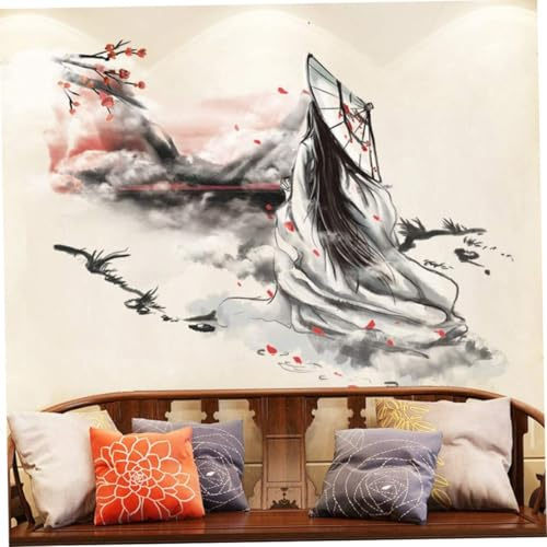 Decal mural mural pour le salon, autocollants muraux de style chinois comme décor pour la chambre |.73 cm x 90 cm Autocollants amovibles pour la décoration des murs comme un anniversaire de pendaison