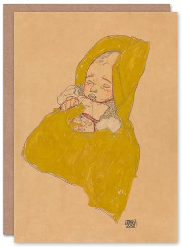 Artery8 Egon Schiele Art Card Infant Portrait in a Changing Pad