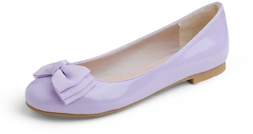 Feversole Women's Round Toe Cute Bow Trim Ballet Flats, Bailarinas de Punta Redonda Decoradas con Lazo de Mujer Bonita