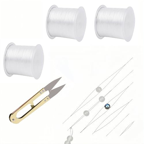 ZGZJHZ Elastisches Band für Armbänder, Gummiband & Nylonschnur für Armband Set Selber Machen, Perlenschnur & Nylonfaden für Schmuck Basteln, DIY Armbänder & Ketten Set 0,8 mm (Weiß)