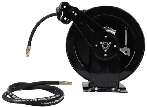 Ausla Avvolgitubo per Idropulitrice, Avvolgitubo Retrattile Ad Alta Pressione in Acciaio al Carbonio 32,81 Piedi con Riavvolgimento Automatico per Giardinaggio Uso Domestico Automobilistico