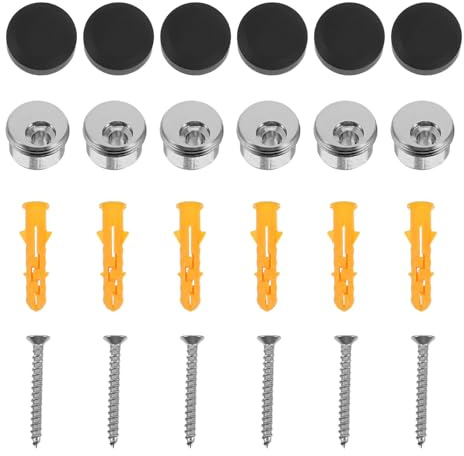 PENIKOKO Lot De 6 Crochets De Fixation pour Miroir sans Cadre Fixations Murales Supports De Miroir Clips À Visser Noir