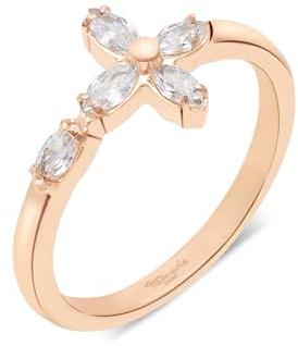 Tamaris Schmuck für Damen aus Edelstahl - Ring mit funkendelm Kreuz - moderner Look