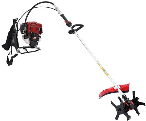 HUOMMGS 2 in 1 fresa da giardino e tosaerba a benzina, 36 CC, 1000 W, larghezza di taglio 27 cm, larghezza di taglio e 32 cm, larghezza di allentamento, tosaerba a benzina a 4 tempi, per allentare e