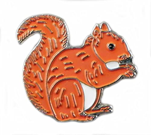 Metall-Emaille-Anstecker Landschaft rotes Eichhörnchen